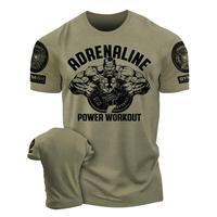 3D Printing Adrenaline Power Workoout Gym T-Shirt High Quality Casual Men's Short Sleeves Top Muscle Man Tough Guy Tshirt