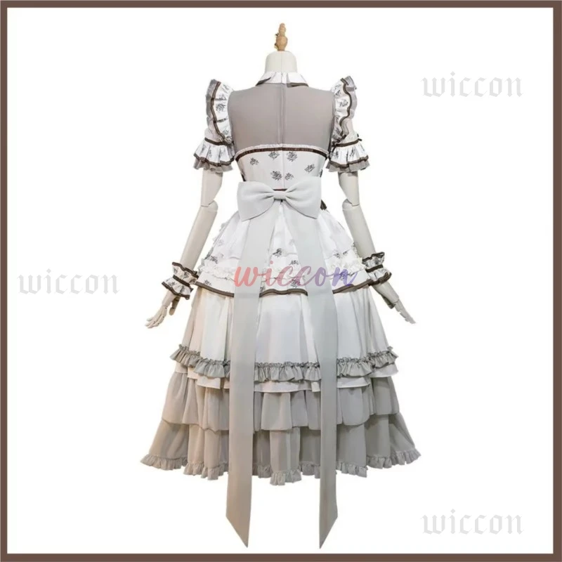 أنيمي بانجدريم مايغو! تاكاماتسو توموري أزياء تنكرية شعر مستعار فستان الأميرة الأبيض لوليتا تنورة امرأة لطيف بدلة حفلة عيد ميلاد