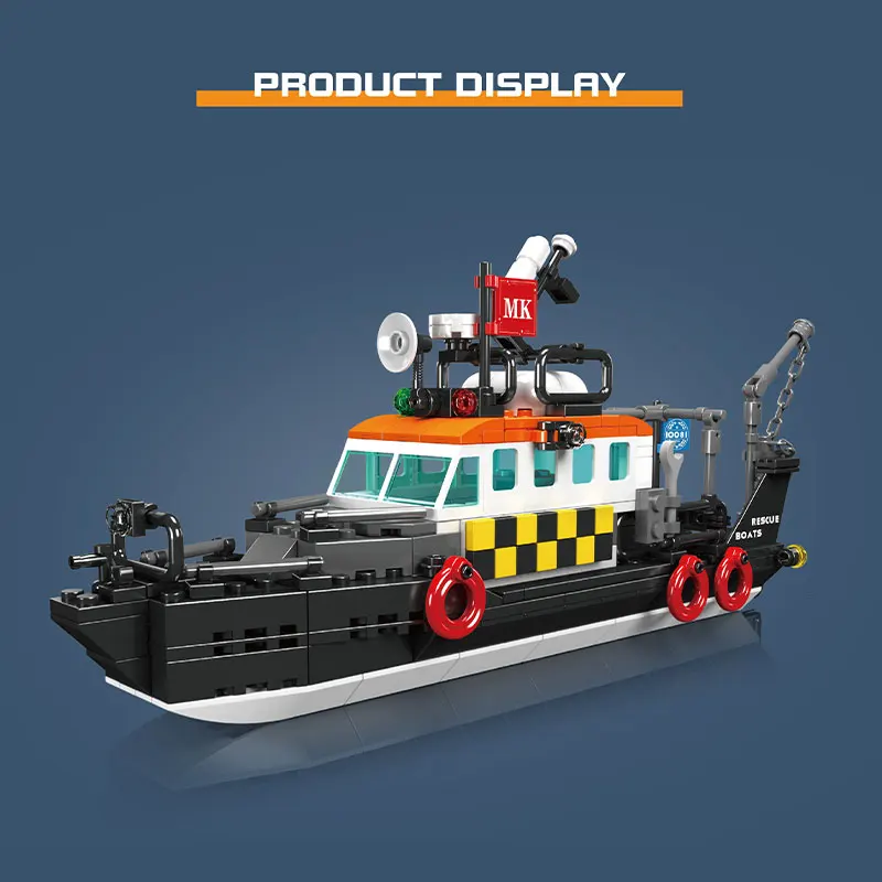 Mould King City Fishing Toy Set Multi-Purpose Lifeboat Boats Building Blocks Set Sea Exploration Ship Collection Toy Boys Girl