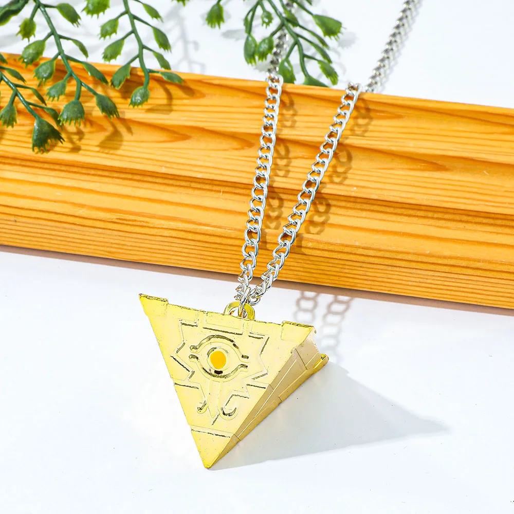 Yu-Gi-Oh Millennium Puzzle Necklace, Gold Pyramid Millennium Item Pendant Necklace Anime Cosplay Jewelry Gift for Game Fans