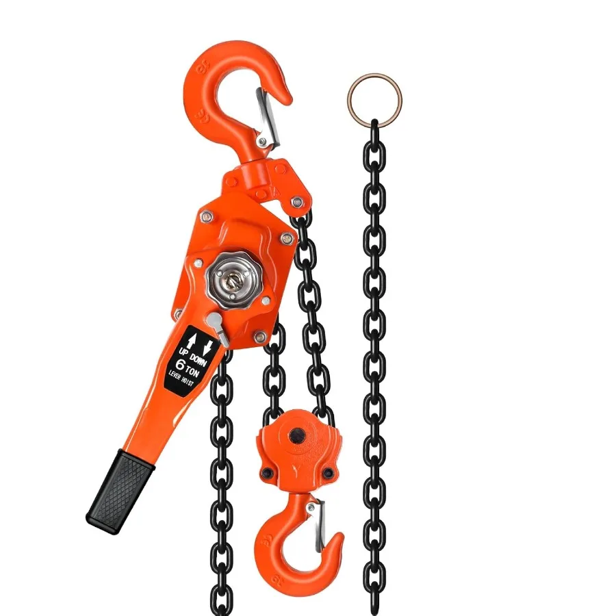 

6-тонная 20-футовая ручная рычажная таль с двойным тормозом в стиле Weston для гаражной фабрики, вращение на 360 градусов, подъемная цепная таль, стальная