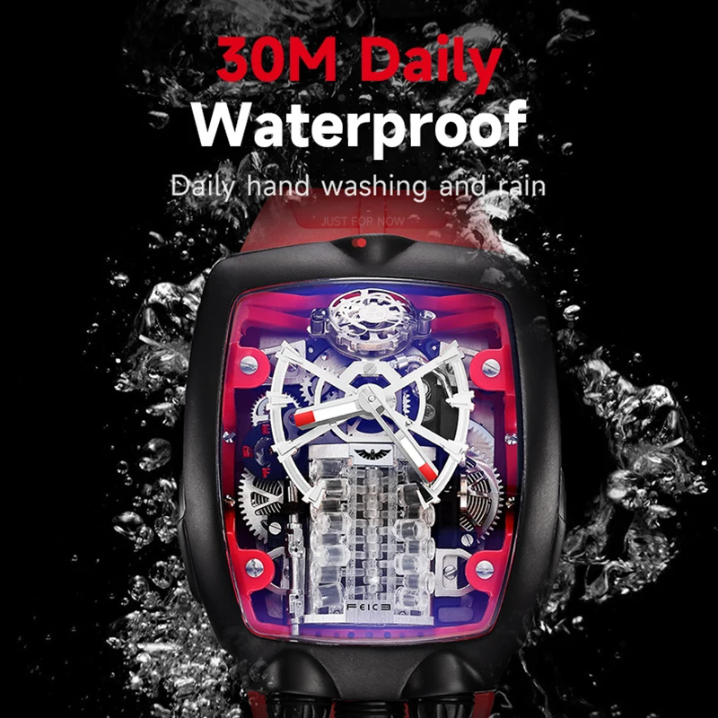 Nowy męski zegarek mechaniczny Feice, supercar, modny, ażurowy, w pełni automatyczny, podświetlany, wodoodporny FM666