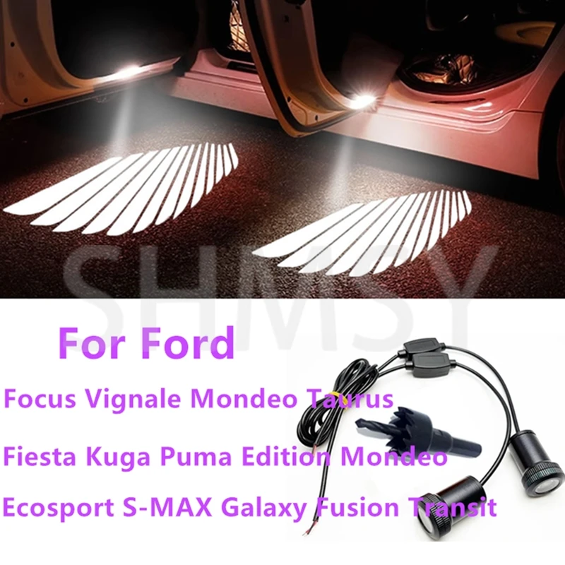 2Pcs Car LED Door Projector Lamp LED Welcome Courtesy Light For Ford Puma Mondeo Focus Fiesta Kuga Explorer Everest Decor Escort