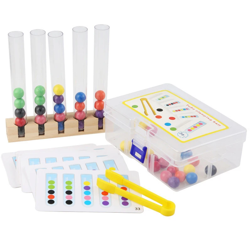 Tubo de ensaio de madeira para crianças, correspondência de cores, jogos sensoriais, brinquedos educativos para crianças, treinamento motor fino, adereços Montessori