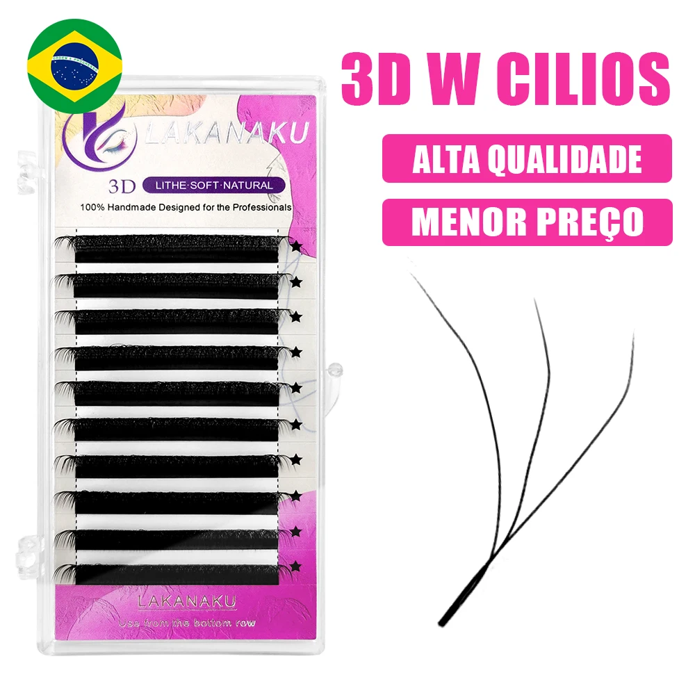 LAKANAKU Matte 3D Shape W Cilia Eyelash Extensions 0.07 C/D Mink 3D W Cilios Natural Soft 3D W Lashes Professional Makeup Cilios