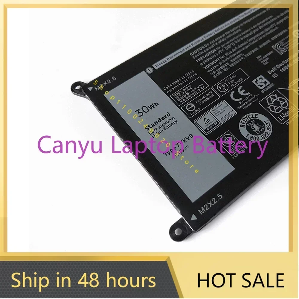 7VKV9 9TV5X   For  Latitude XPS 12 7000 7275 9250 Series   7VKV9 7.6V 30WH New One Year Warranty Laptop battery