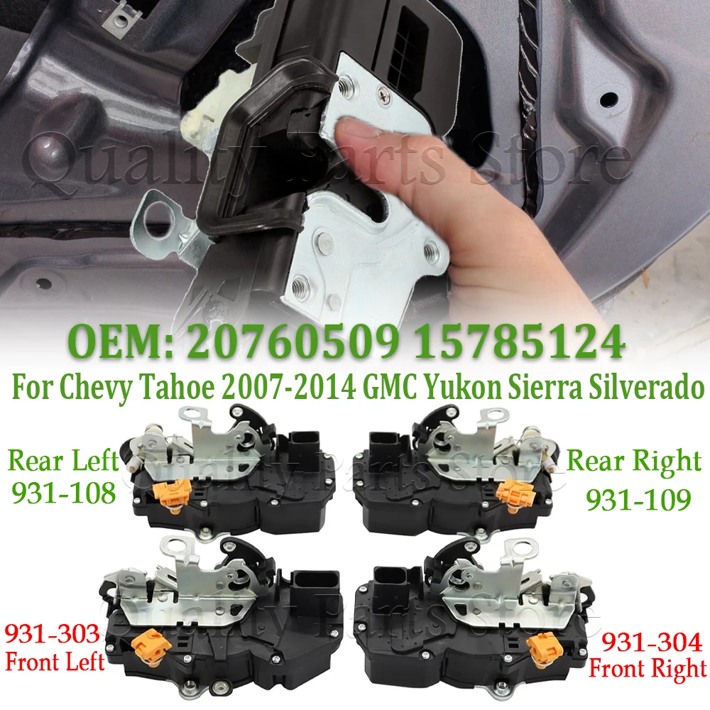 Para Chevy Tahoe 2007 2008 2009 2010 2011 2012 2013 2014 Actuador de bloqueo de pestillo de puerta de coche delantero trasero 931-304 931-303 931-108 931-109
