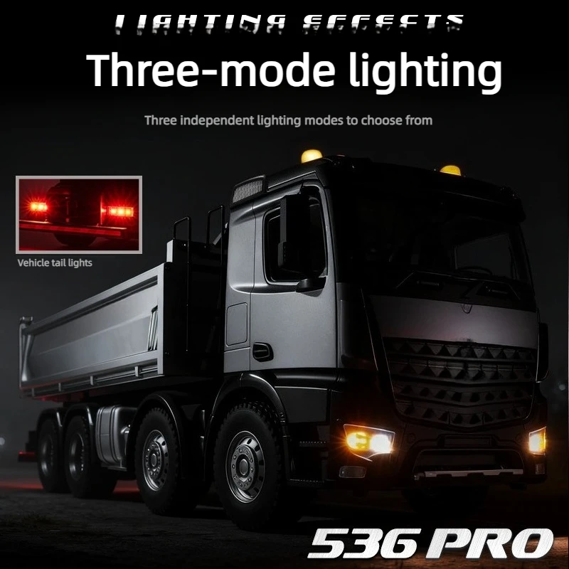 536RPO 1/14 RC Loader Dump Truck 2.4GHz Full Alloy Body with Lights Rechargeable High Power RTR Remote Control Outdoor Toy Model