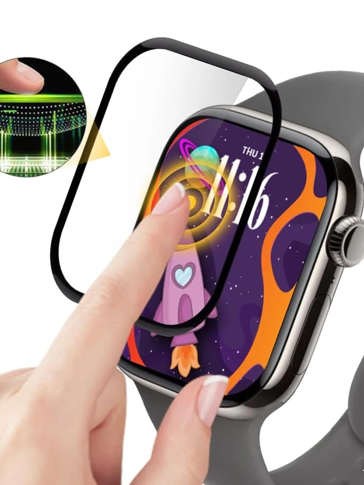 for Apple Watch 11 42mm 46mm Soft Glass Film 3D HD Bubble-Fr