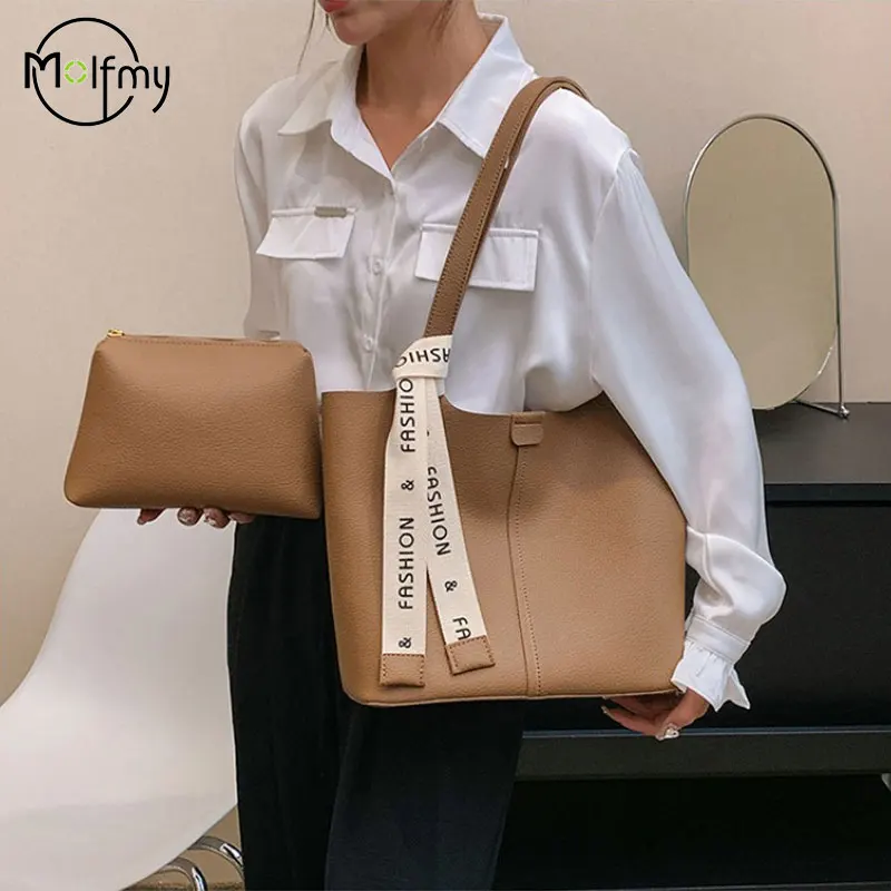 

Shoulder Bag Women Large Capacity Tote Handbag Female Designers Trend Solid Color Leather Crossbody Bags Purses Handbags Bolsos