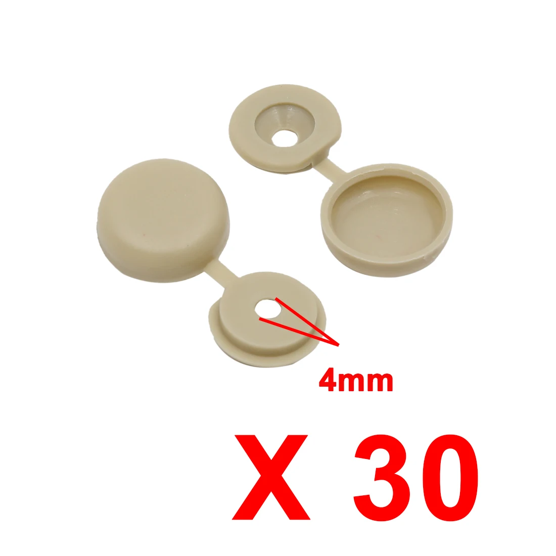 Uxcell 30 Stück khakifarbene Kunststoff-Clips mit Scharnier, Schraubklappen, Abdeckungen, 4 mm, für Auto-Dekoration – Detail 2