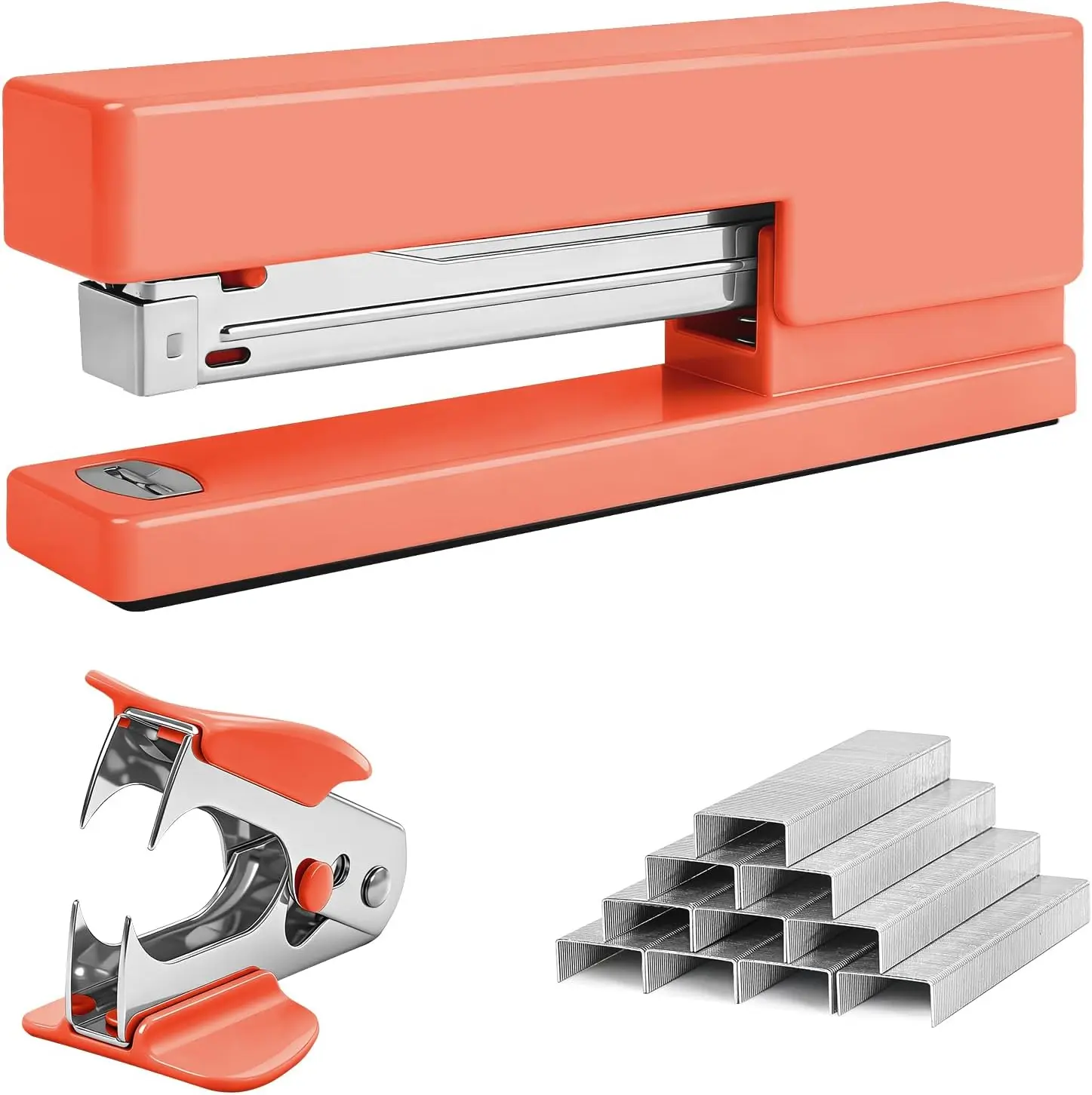 25-Sheet Office Desktop Stapler with 830 Staples & Remover, Non-Slip for School Home Orange