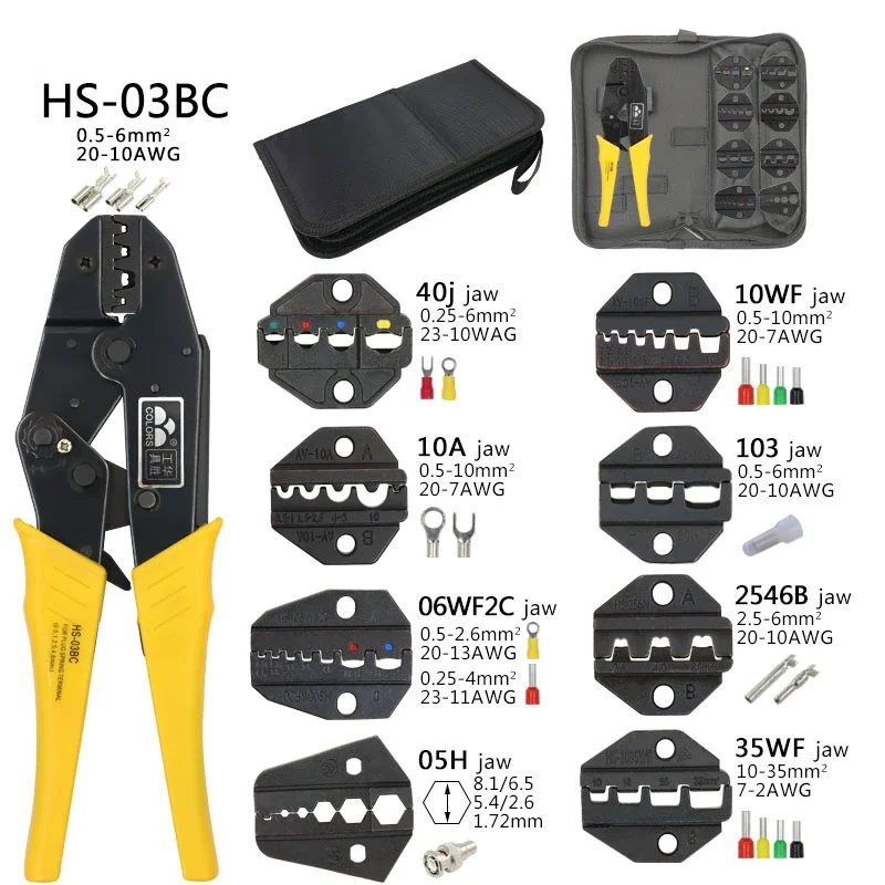 Crimping Tools HS-03BC Pliers for 2.8 4.8 6.3 VH3.96/Tube/Insulation Terminals Kit Multifunctional Electrical Medium-Size Clamp