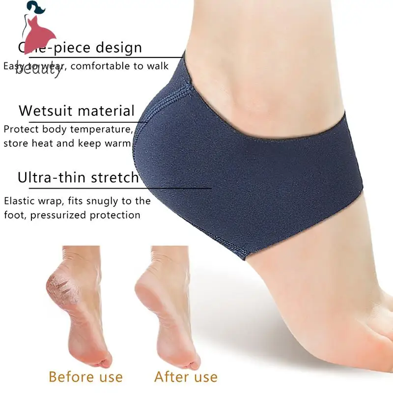 Gel Silicone Heel Protector Sleeve Heel Pads Heel Cups Plantar Fasciitis Support Feet Care Skin Repair Cushion Half-yard Socks