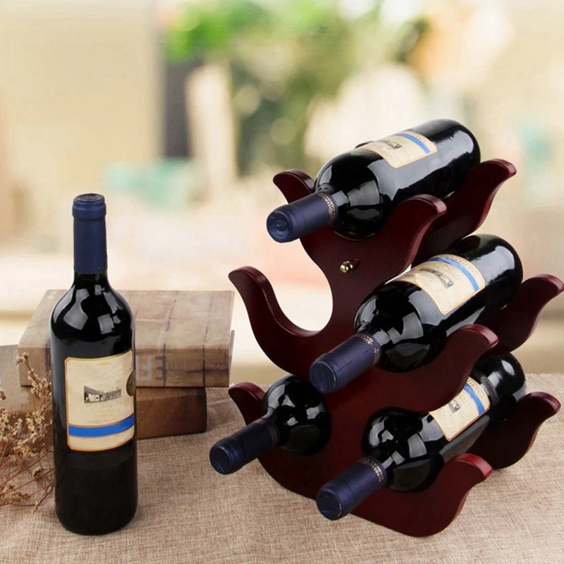 Soporte de madera para vino, estante de almacenamiento de champán y cerveza, estante de exhibición para Bar doméstico para whisky, decoración europea para el hogar Retro