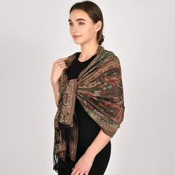 Ethnic Style Tassel Blanket Design Thick Pashmina New Winter Warm Shawl Wrap Cashmere Scarf Women Neckerchief Poncho Stoles 2024