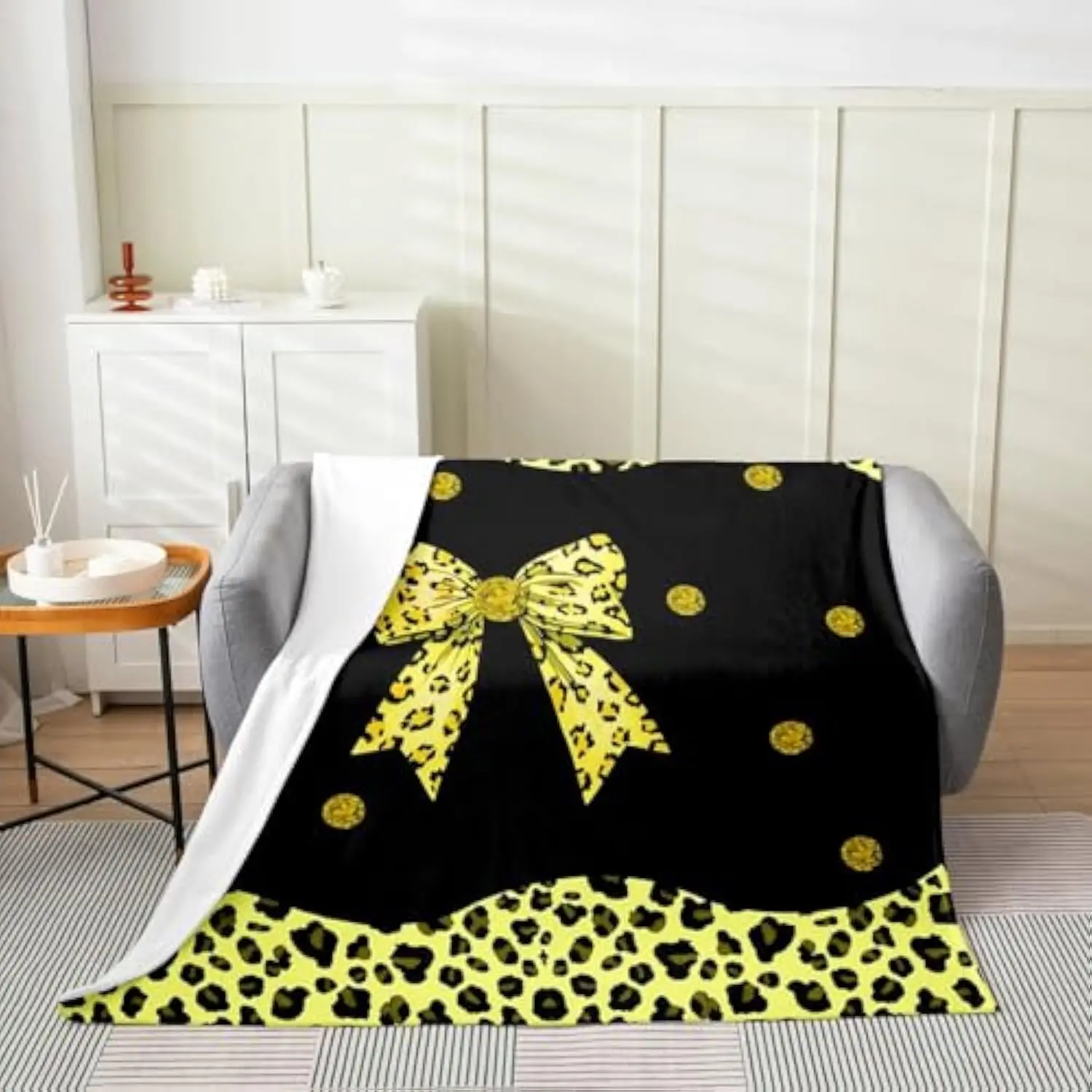 

Фланелевое флисовое одеяло с леопардовым принтом и бантом, мягкое роскошное черное золото для дивана-кровати
