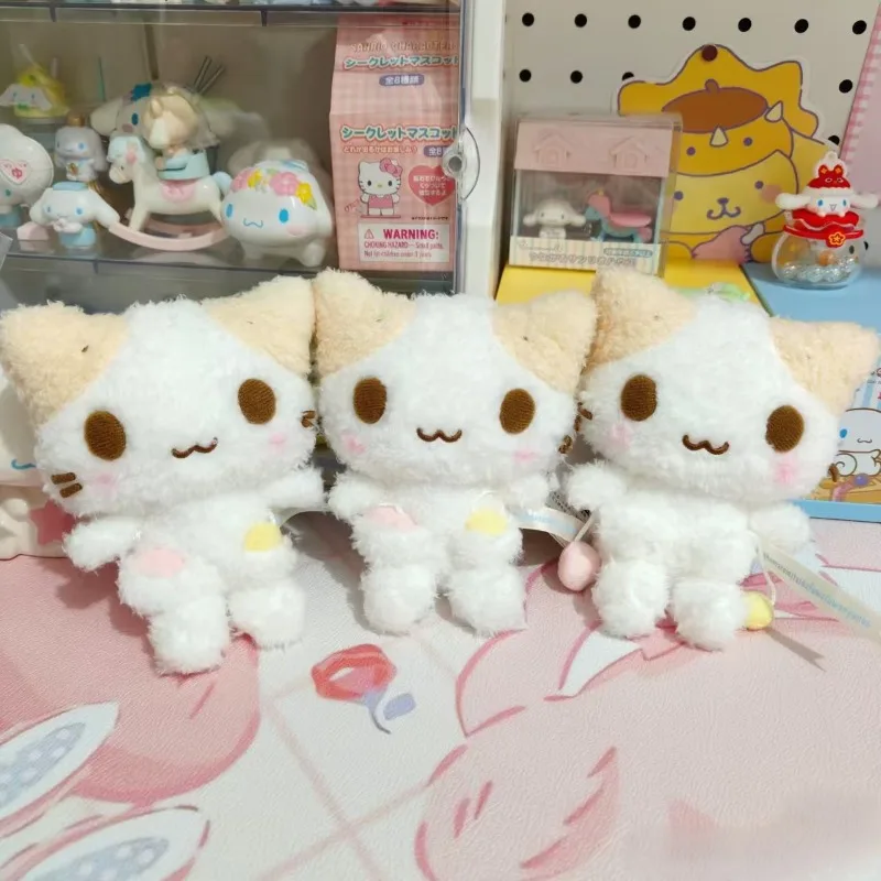 만화 마시우마로 푹신한 고양이 인형 키체인 귀여운 산리오 푸와 니앙코 고양이 마시멜로 새끼 고양이 인형 키링 선물