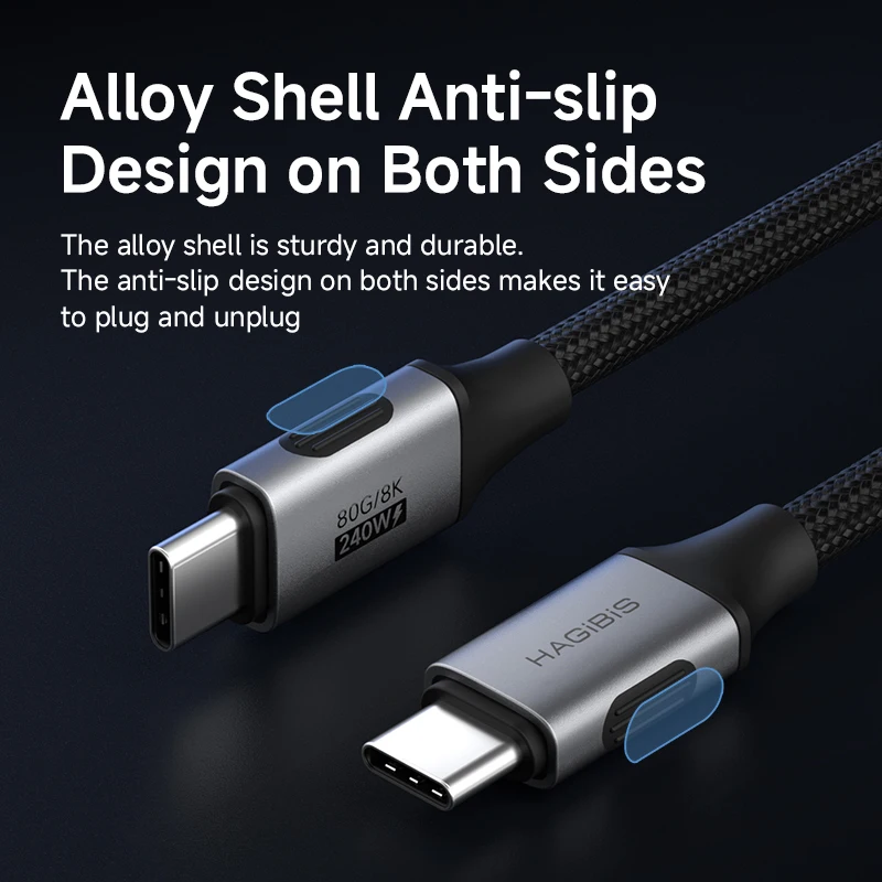 Hagibis USB 4 Cable USB C to USB C Ultra Soft 240W 80Gbps High Speed Cord 8K Video for Thunderbolt 4/5 iPhone 17 iPad Power Bank view 6