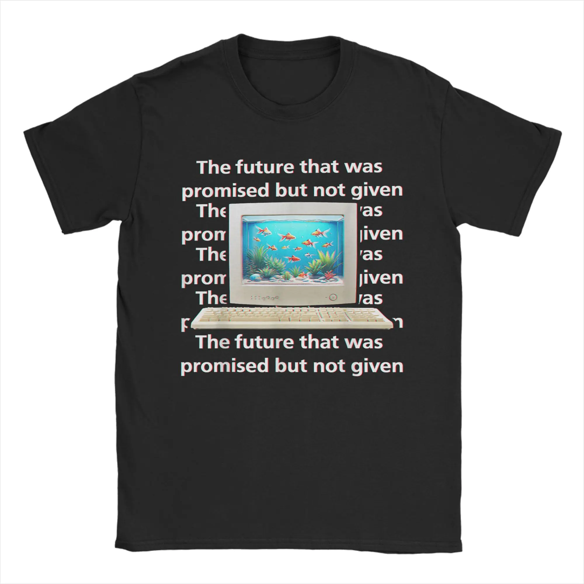 Frutiger Aero Aesthetic Tech The Future That Was Promised T-Shirt for Men Tees Round Neck Short Sleeve T Shirts Big Size Clothes
