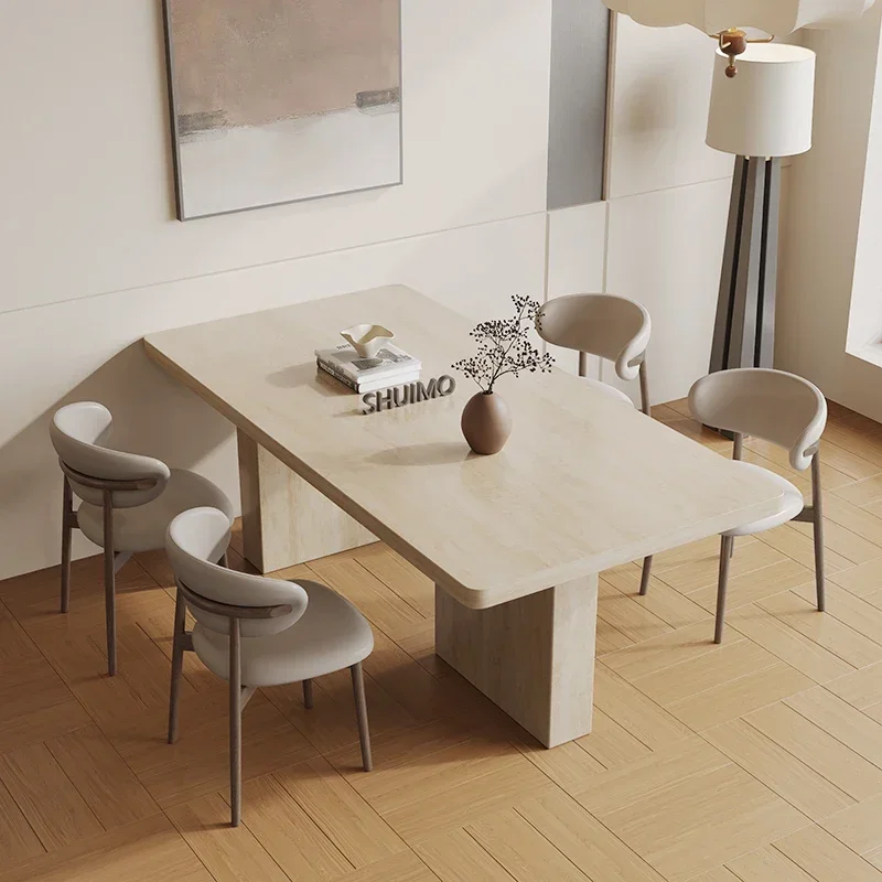 مجموعة طاولة طعام وكرسي من حجر الكهف العتيق، غرفة نموذجية مصممة للمنزل الحديث، طاولة طعام عتيقة #2