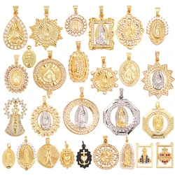 Pendentif géométrique incrusté d'or 18 carats, style religieux, breloque Jésus Vierge Marie, saint cubique, contre-indiqué, bijoux en cone, accessoires de collier, M14