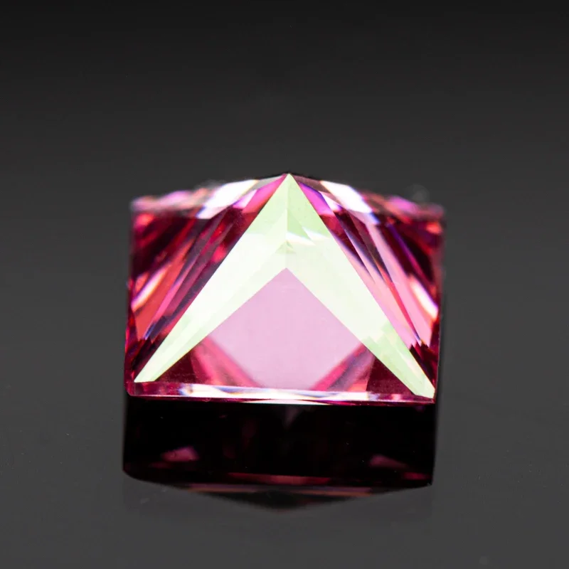 Moissanite Stone Princess Cut Pink Color Lab Grown Diamond for Charms DIY Jewelry Making Materials with GRA Certificate