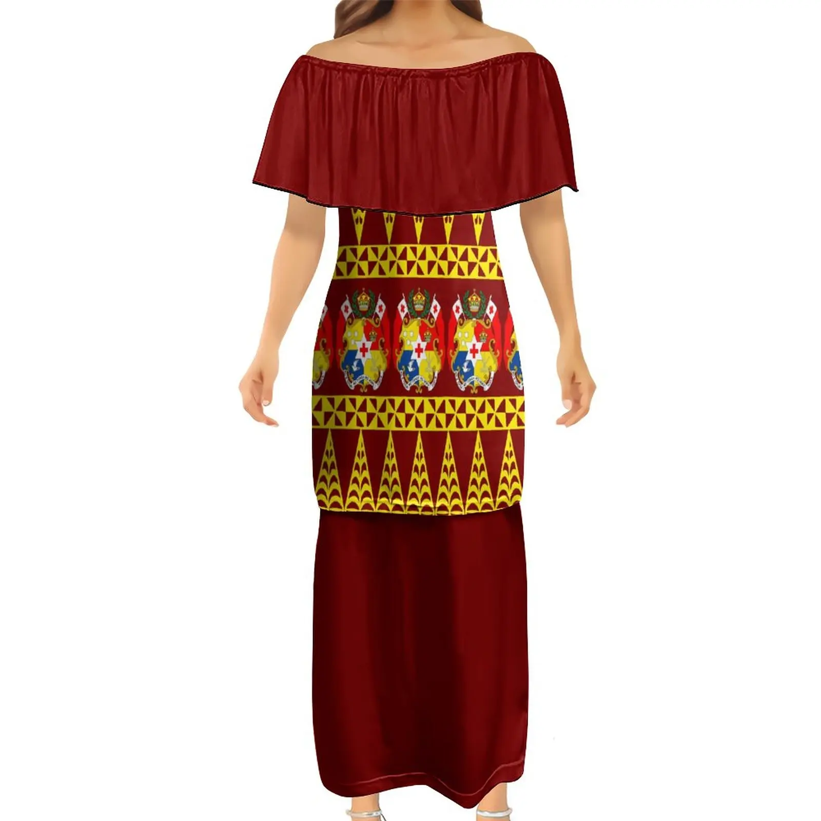 Samoan Hot Koop Verfijnd Super Goedkope Polynesische Tribal Kleding Streetwear Fit Vrouwen Samoan Puletasi Twee Stukken