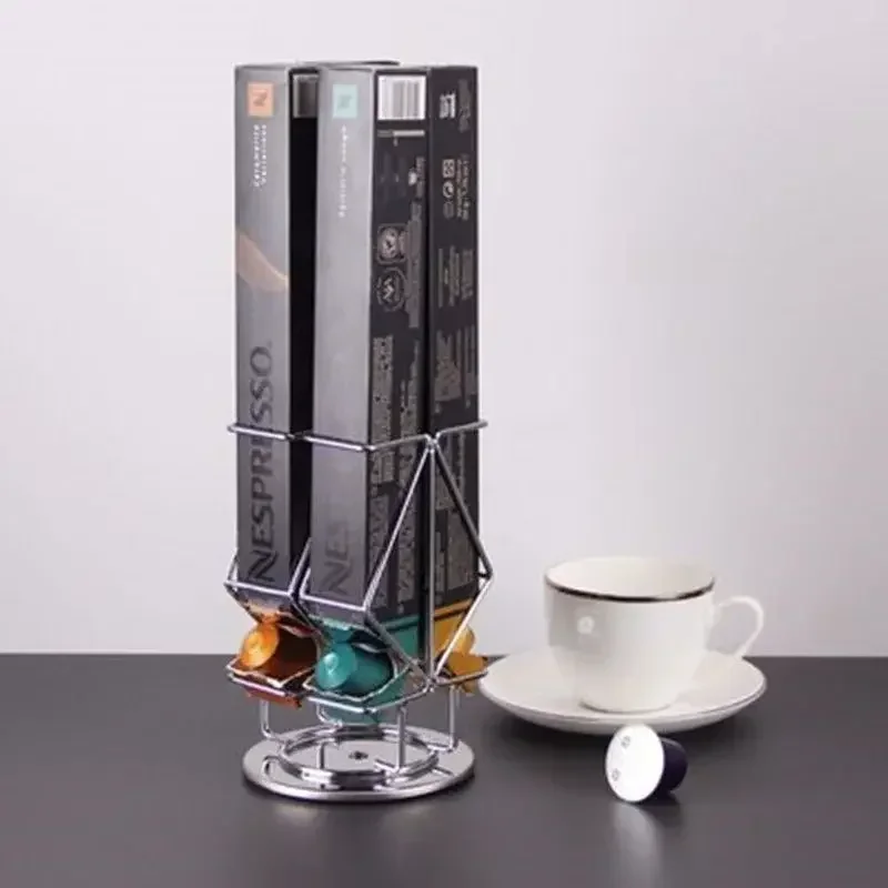 2024 New Coffee Capsule Organiser Coffee Capsule Organiser Living Room Kitchen Organiser Electroplated Metal Rotating Coffee Bar