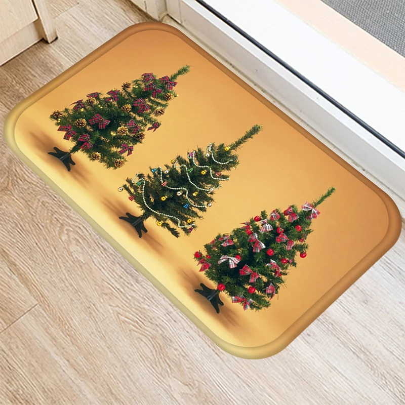 Christmas Ball Pattern Printed Door Mat Anti-Slip Floor Carpet Bathroom Kitchen Entrance  Home Decor