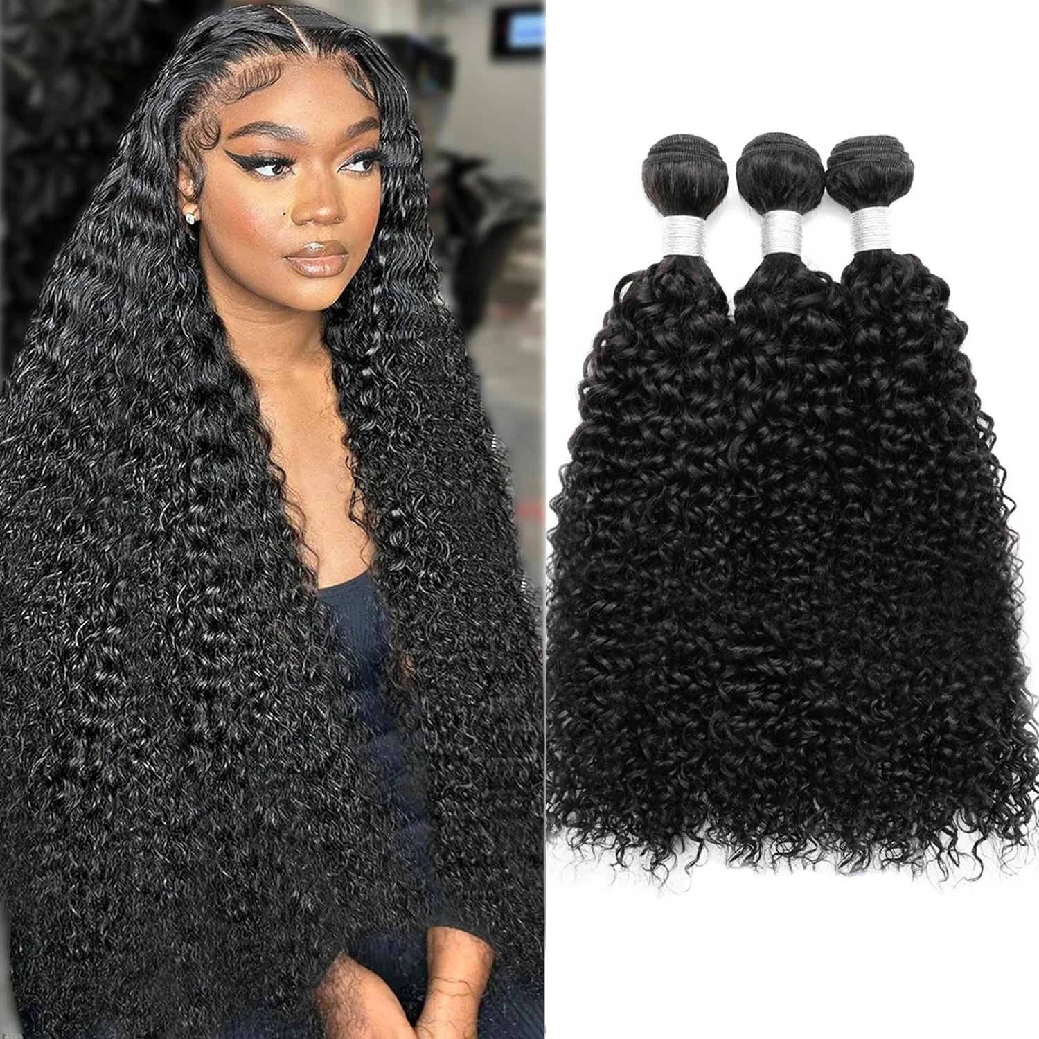 100% Human Hair Curly Bundles Raw Hair Brazilian Bundles Original Human Hair 8-30" Human Natural Hair 10A Extensions For Women