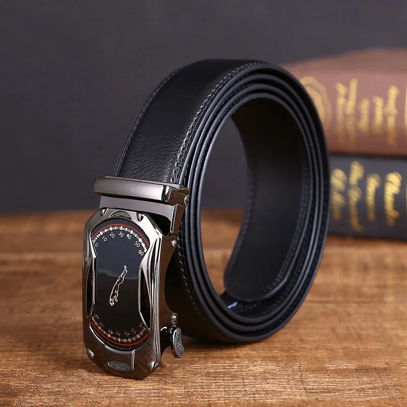 High Quality New 3.5cm Wide Men Belt Luxury Brand Design Alloy Automatic Buckle Waist Seal Genuine Leather Business Travel Belt