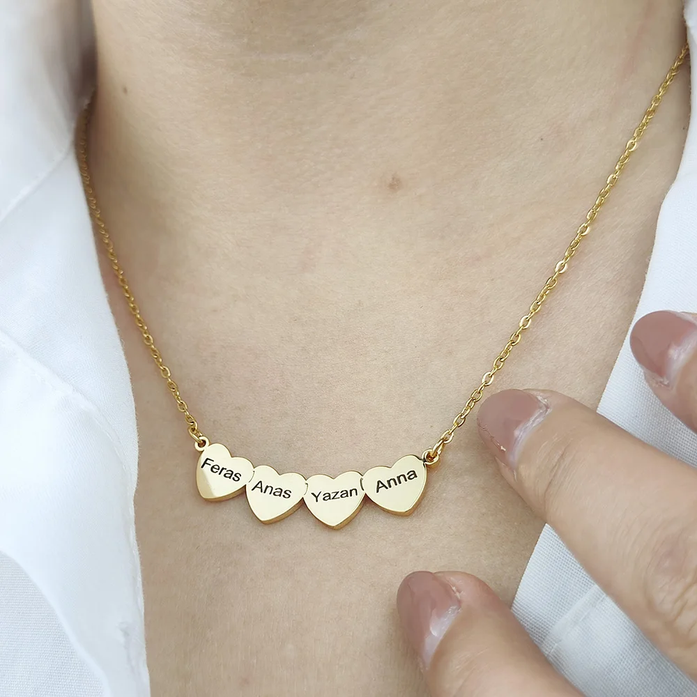 Collar con colgante de corazón de amor grabado personalizado para mujer, joyería de acero inoxidable, Gargantilla de oro con nombre personalizado de