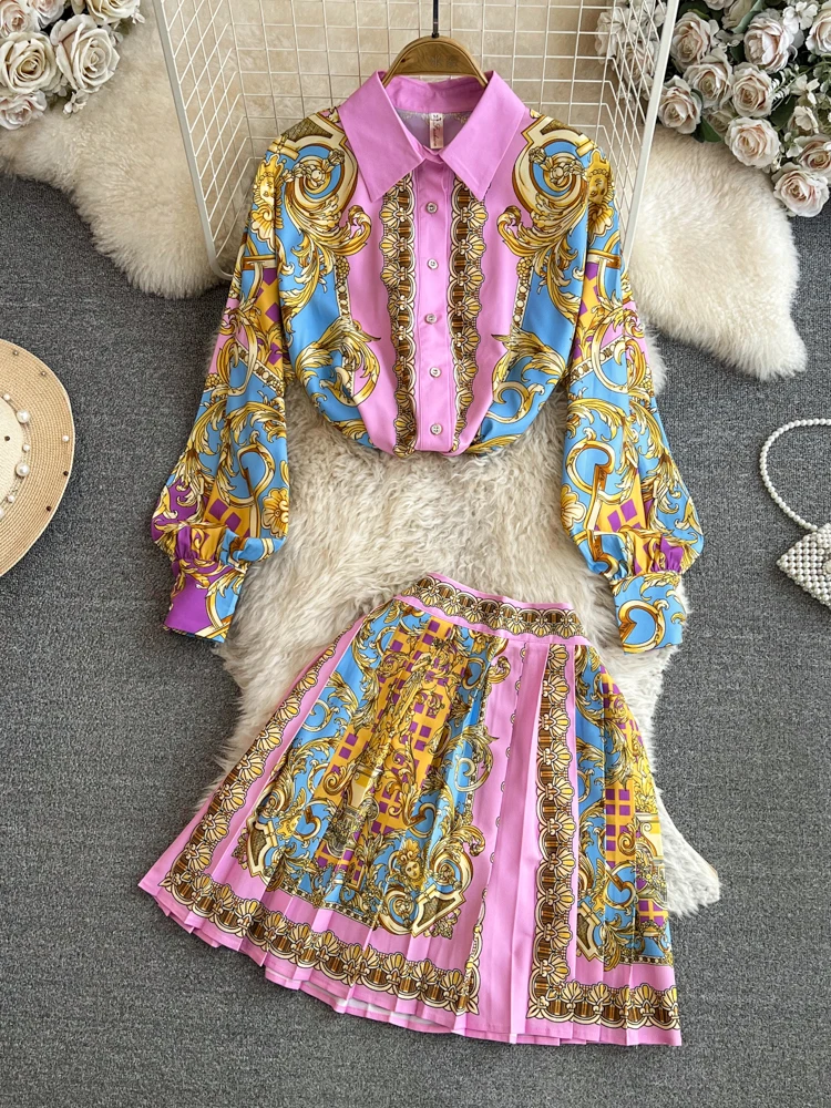 

Женский модный топ с юбкой и принтом, женский элегантный осенне-весенне-летний костюм, наряд для ужина, банкета, формальные вечерние комплекты для вечеринок