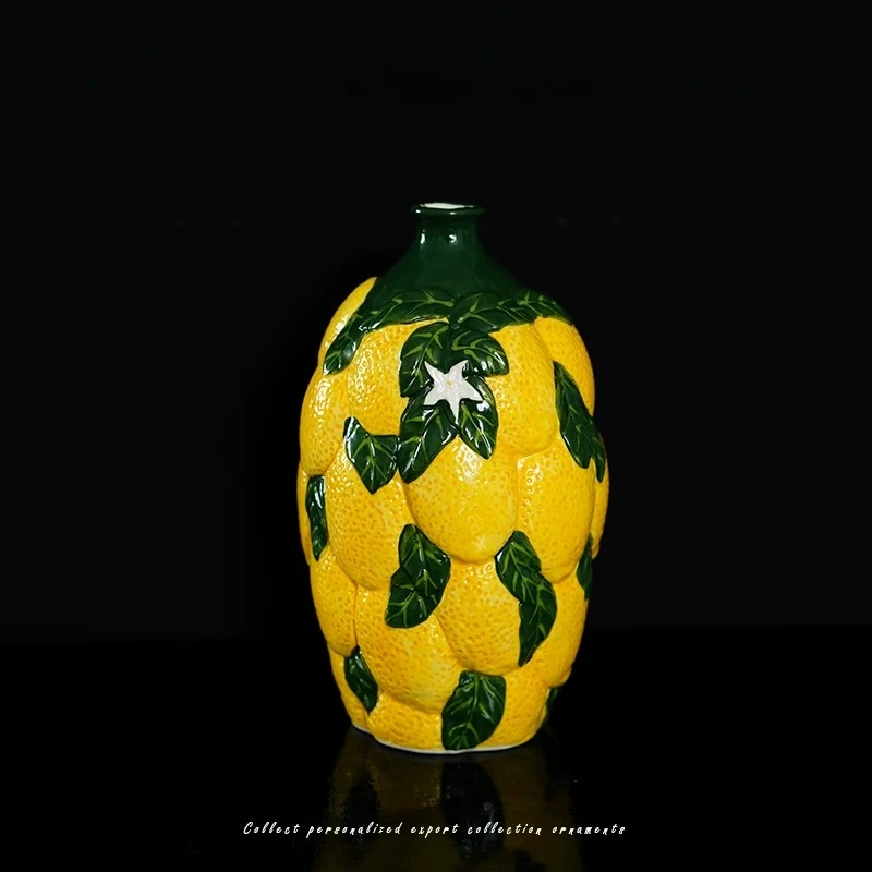 Creative Lemon Fruit Shaped Ceramic Vase Living Room Flower Arrangement Home Decoration Homestay Flower Arrangement  Jarrones