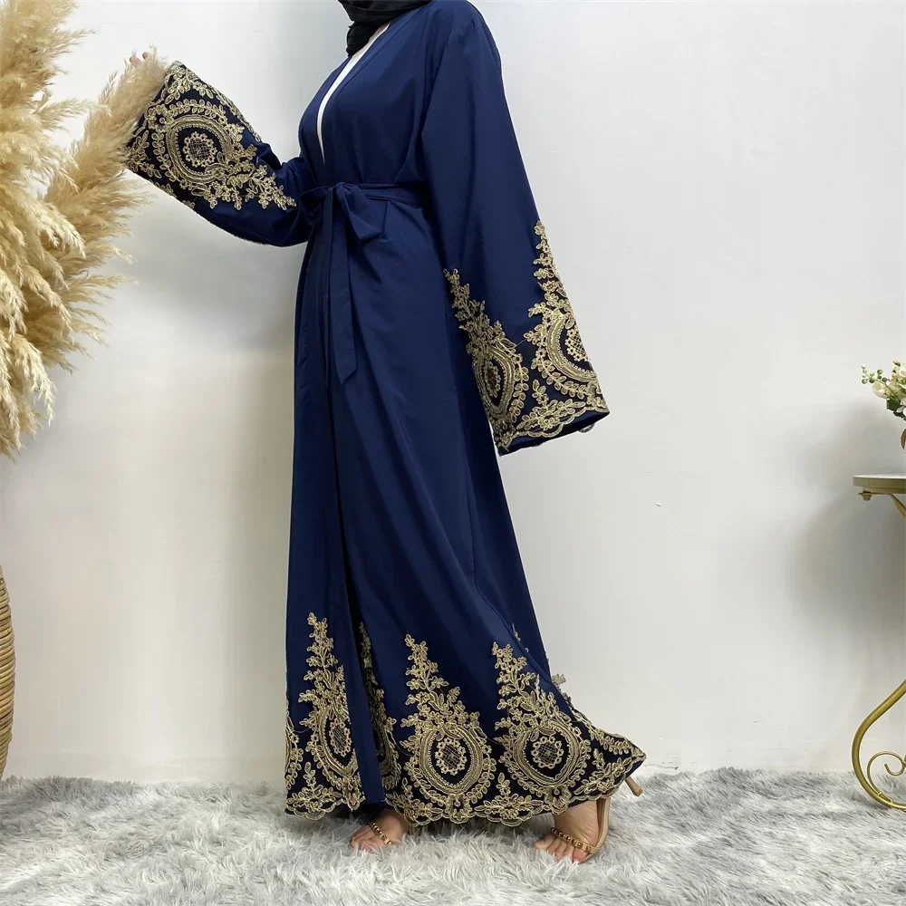 Robe clássico abayas para mulheres muçulmanas lindo bordado quimono modesto oração simples de alta qualidade preto cáqui vestidos com cinto