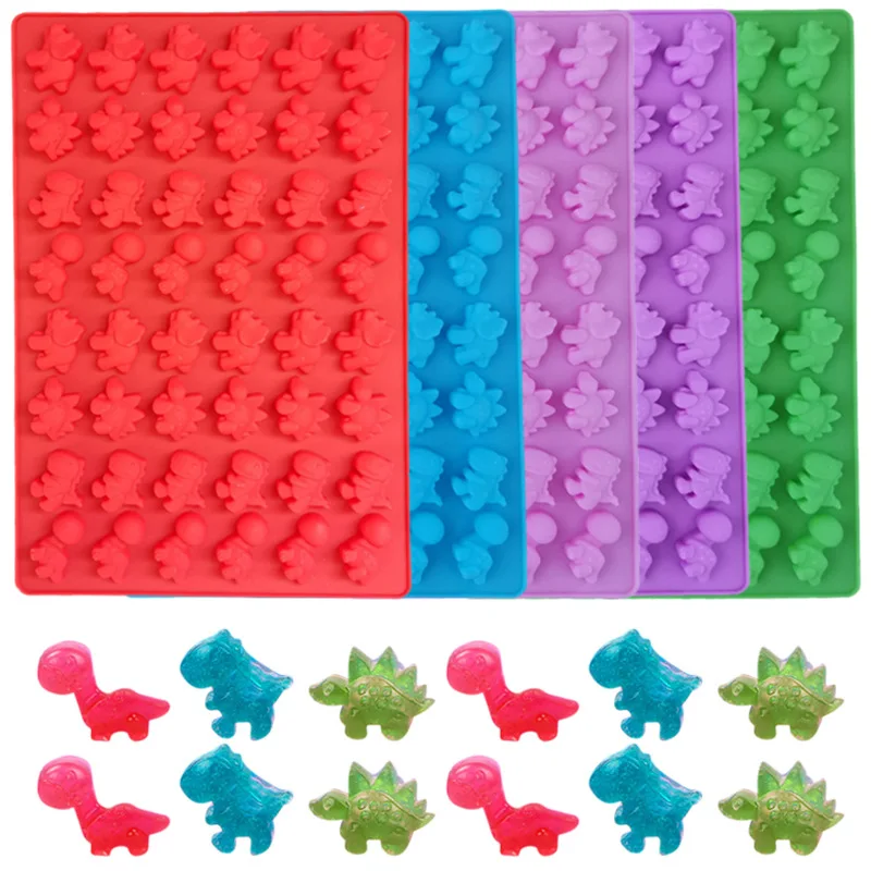 1pc Dinosaur Gummy Molds Dinosaur Candy Molds Silicone 48-Cavity for Candy Chocolate Jelly Ice Cube