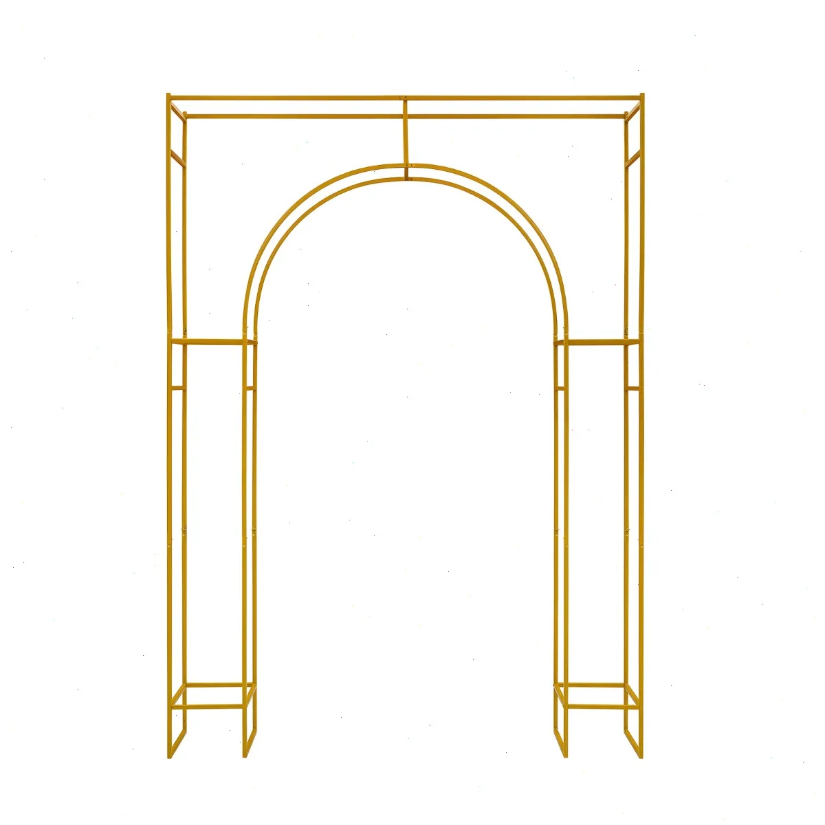 Arche de mariage dorée 1,8 x 2,5 m, arche de mariage carrée en métal avec arche intérieure incurvée, arche de mariage réutilisable pour la décoration de cérémonie