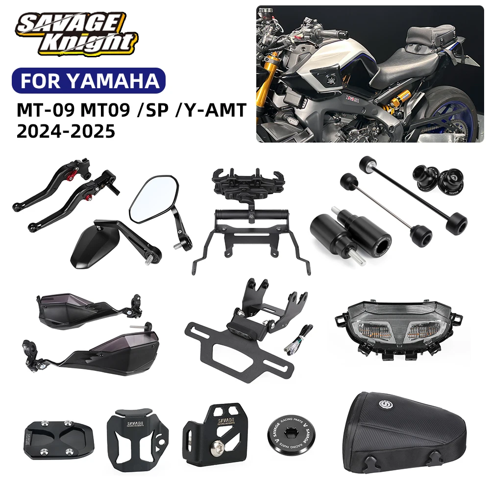 

2025 MT-09 Motorcycle Accessories Crash Slider Handguard Bar End Mirror License Plate Phone Holder Bracket For Yamaha MT09 2024
