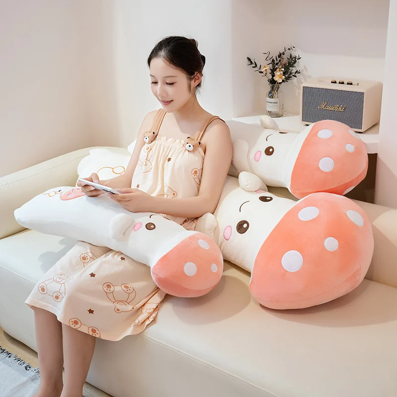 Kawaii Plant Long Legs Sleeping Mushroom Cushion Plush Toy Stuffed Doll Cartoon Home Sofa Bed Hugging Pillow Decorativos