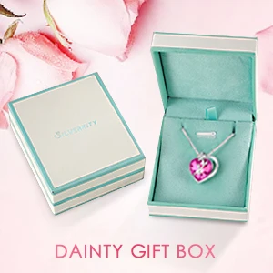 Sun Star Fashion's Heart Shaped Crystal Zircon Rose Pendant Necklace Pure 925 Silver with White Gold Plating for Weddings