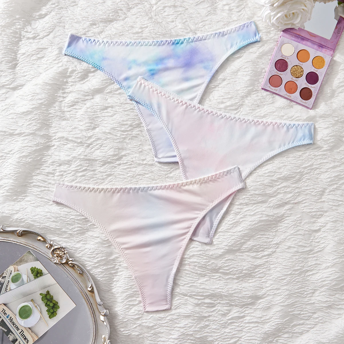 3PCS 유럽과 미국의 순수한 욕망 낮은 허리 디자인 경량 밀착형 끈 팬티 데일리 섹시한 여성 팬티