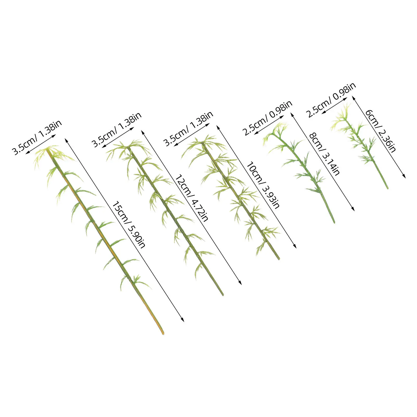 50Pcs Miniature Bamboo Trees Mini Artificial Green Plants for Architecture Scenery Train Landscaping Micro Landscape Decoration view 6