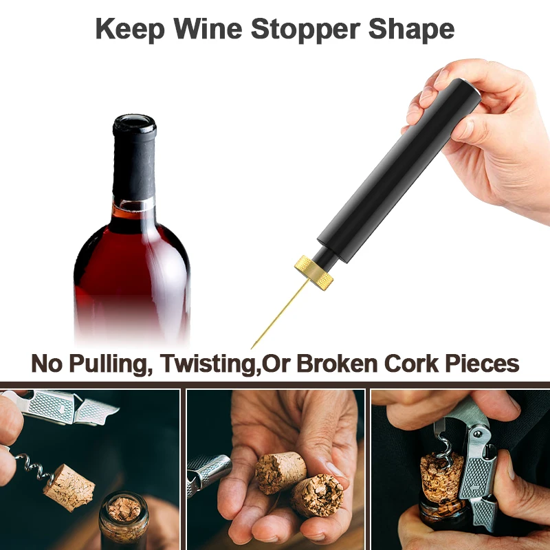 Wine Opener Air Pump Pressure Vacuum Wine Bottle Corkscrew Opener Stainless Steel Vintage Take Out Wine Cork BarTool Accessories