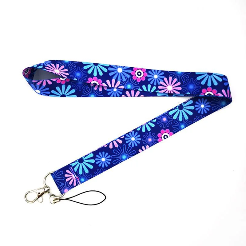 Flowers Creative Anime Lanyard Badge Holder ID Card Lanyards Phone Rope Key Lanyard Neck Straps Keychain Key Ring Decoration