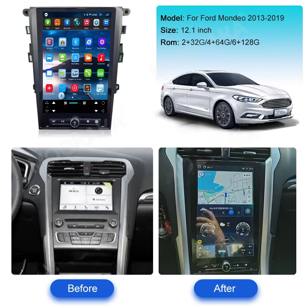 Android14 Car Radio For Ford Mondeo Fusion MK5 2013-2019 Auto Stereo Multimedia Player GPS Navigation Wireless Carplay DSP Video