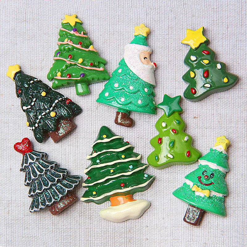 100pcs Kawaii Resin Christmas Flatback DIY Mobile Phone Case Hairpin Keychain Earrings Scrapbook Dollhouse Accessories