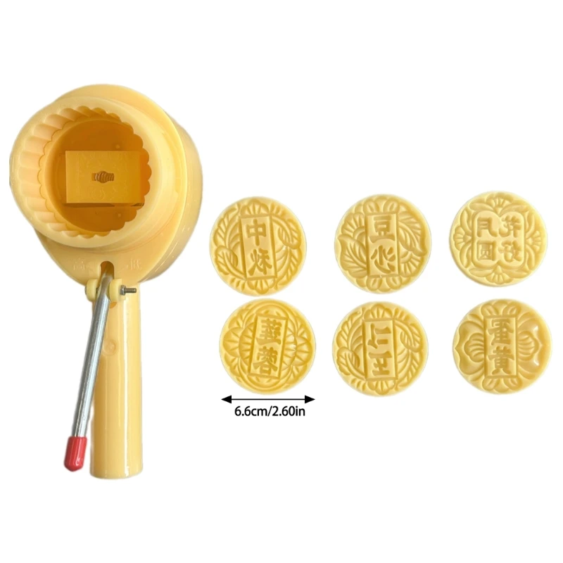 Portable Mooncakes Molds with 6 Stamp Efficient Baking Accessory 100g Mooncakes Press with 6 Stamp for Festival Treats