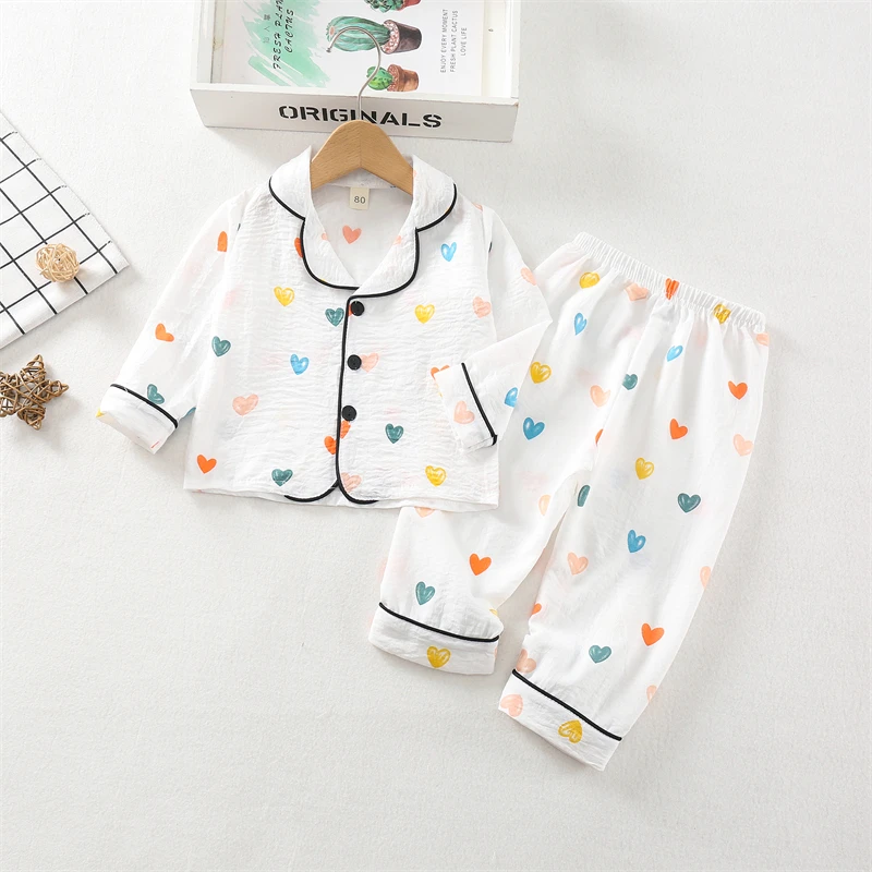 New Spring Autumn Baby Clothes Children Boys Sleepwear Tops And Pants Kids Pajamas Infant Girls Clothing Toddler Casual Costume