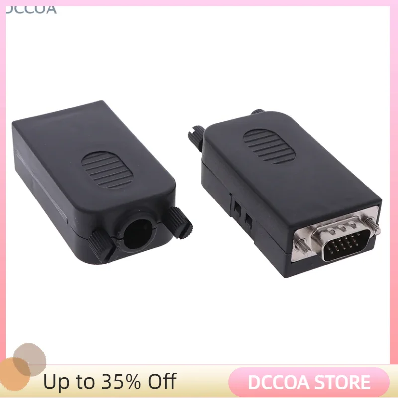 1Pcs 3 Rows 15 Pin D-SUB VGA Male Plug Breakout DB15 Terminals Connector